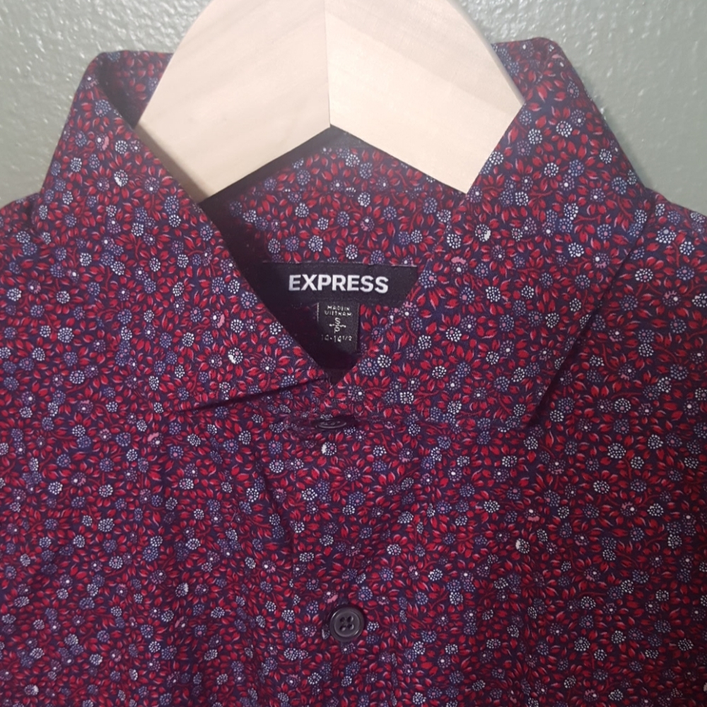 NWOT Express extra slim floral button shirt